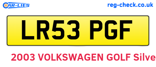LR53PGF are the vehicle registration plates.