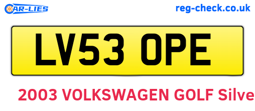 LV53OPE are the vehicle registration plates.