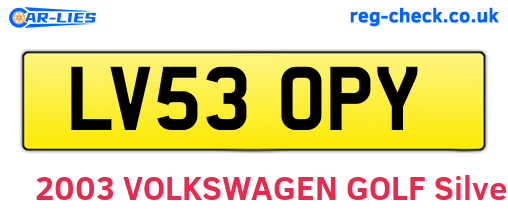 LV53OPY are the vehicle registration plates.