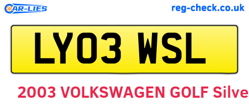 LY03WSL are the vehicle registration plates.