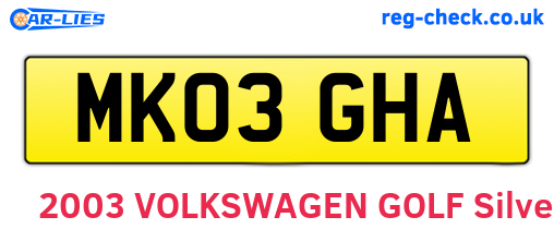 MK03GHA are the vehicle registration plates.