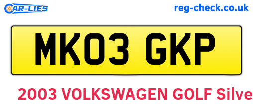 MK03GKP are the vehicle registration plates.