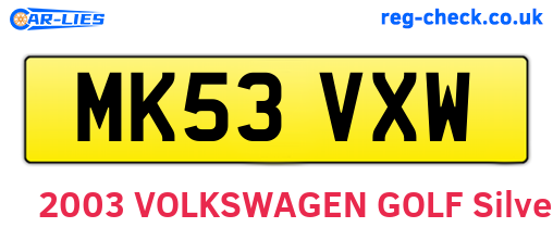 MK53VXW are the vehicle registration plates.
