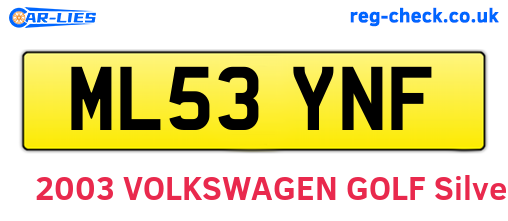 ML53YNF are the vehicle registration plates.