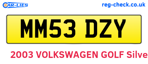 MM53DZY are the vehicle registration plates.