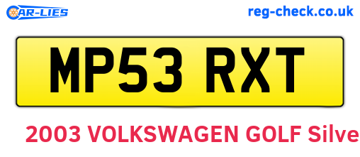 MP53RXT are the vehicle registration plates.