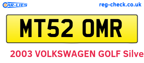 MT52OMR are the vehicle registration plates.