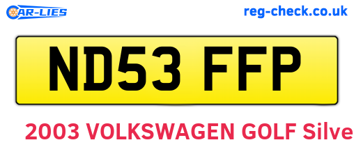 ND53FFP are the vehicle registration plates.