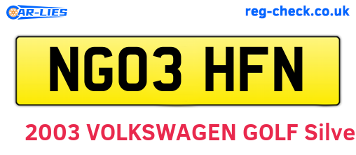 NG03HFN are the vehicle registration plates.