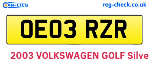OE03RZR are the vehicle registration plates.