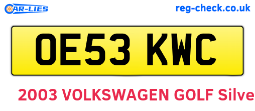 OE53KWC are the vehicle registration plates.