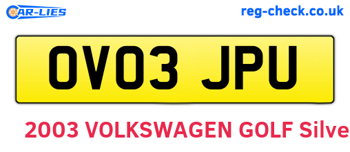 OV03JPU are the vehicle registration plates.