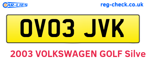 OV03JVK are the vehicle registration plates.