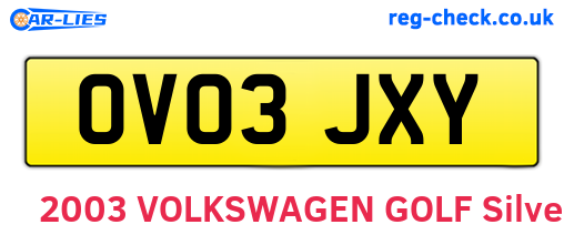 OV03JXY are the vehicle registration plates.