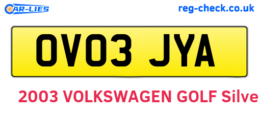 OV03JYA are the vehicle registration plates.