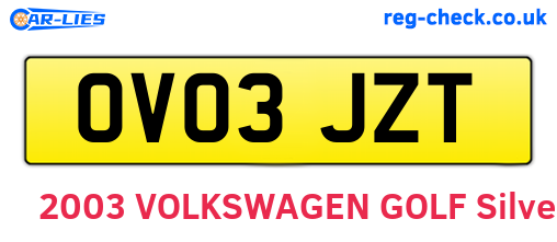OV03JZT are the vehicle registration plates.