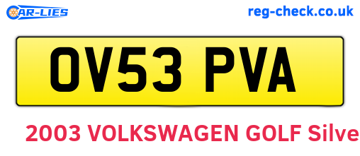 OV53PVA are the vehicle registration plates.