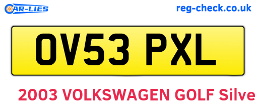 OV53PXL are the vehicle registration plates.