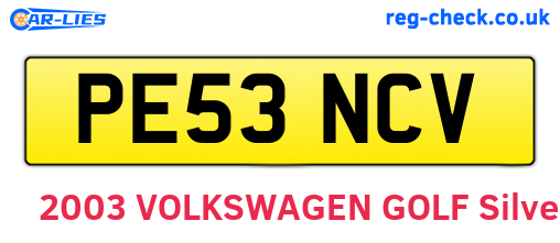 PE53NCV are the vehicle registration plates.