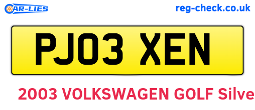 PJ03XEN are the vehicle registration plates.