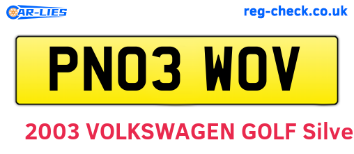 PN03WOV are the vehicle registration plates.