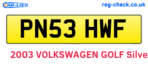 PN53HWF are the vehicle registration plates.