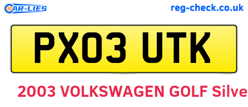 PX03UTK are the vehicle registration plates.