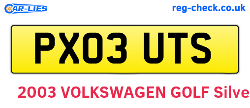 PX03UTS are the vehicle registration plates.