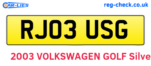 RJ03USG are the vehicle registration plates.