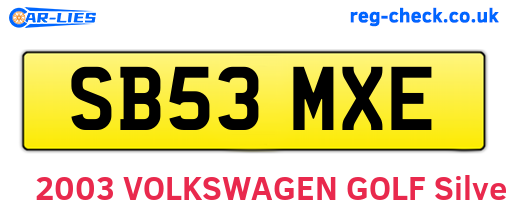 SB53MXE are the vehicle registration plates.