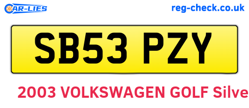 SB53PZY are the vehicle registration plates.