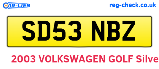 SD53NBZ are the vehicle registration plates.