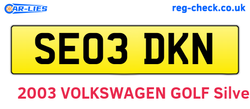 SE03DKN are the vehicle registration plates.