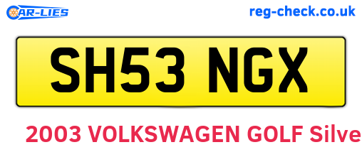 SH53NGX are the vehicle registration plates.