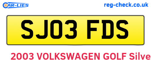 SJ03FDS are the vehicle registration plates.