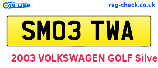 SM03TWA are the vehicle registration plates.