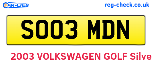 SO03MDN are the vehicle registration plates.