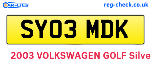 SY03MDK are the vehicle registration plates.