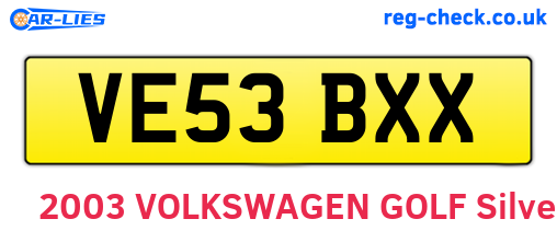 VE53BXX are the vehicle registration plates.
