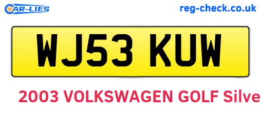 WJ53KUW are the vehicle registration plates.