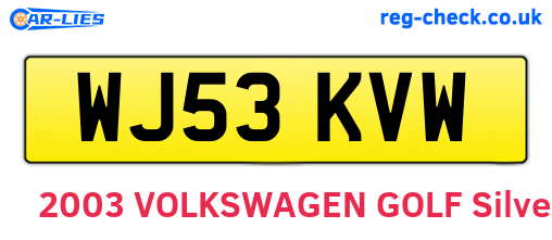 WJ53KVW are the vehicle registration plates.
