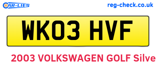 WK03HVF are the vehicle registration plates.