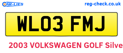 WL03FMJ are the vehicle registration plates.