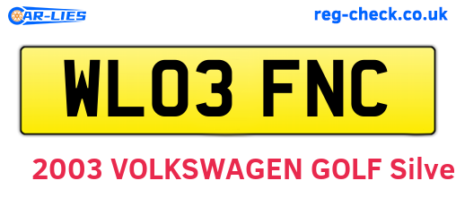 WL03FNC are the vehicle registration plates.