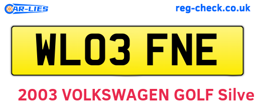 WL03FNE are the vehicle registration plates.