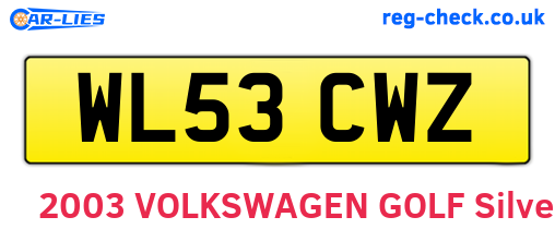 WL53CWZ are the vehicle registration plates.