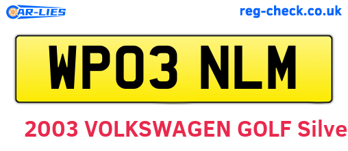 WP03NLM are the vehicle registration plates.