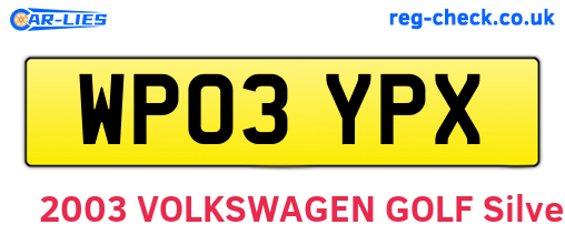 WP03YPX are the vehicle registration plates.