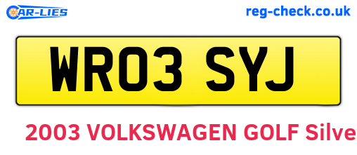 WR03SYJ are the vehicle registration plates.