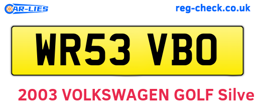 WR53VBO are the vehicle registration plates.